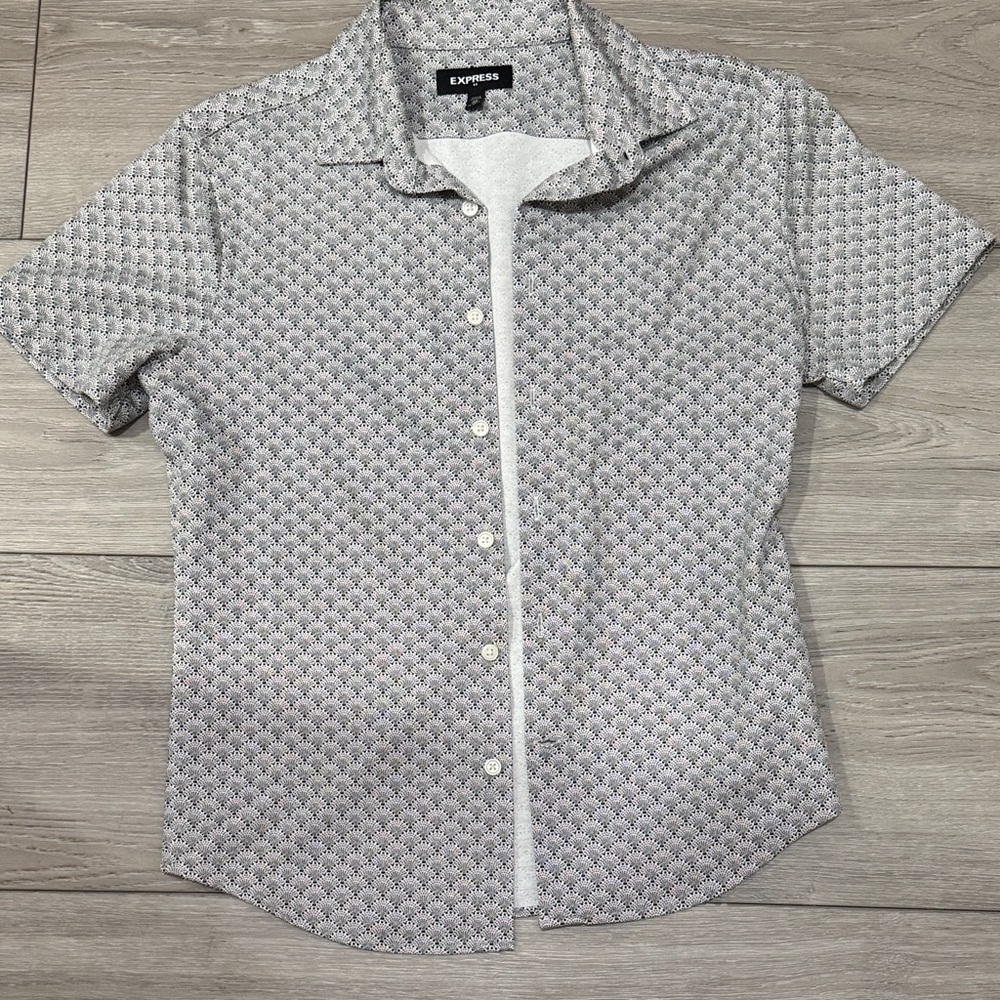 Express Black and White Geometric Men's Shirt